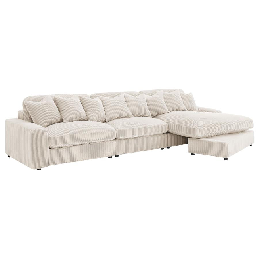 Blaine 3-Piece Corduroy Reversible Chaise Sectional Sofa Sand