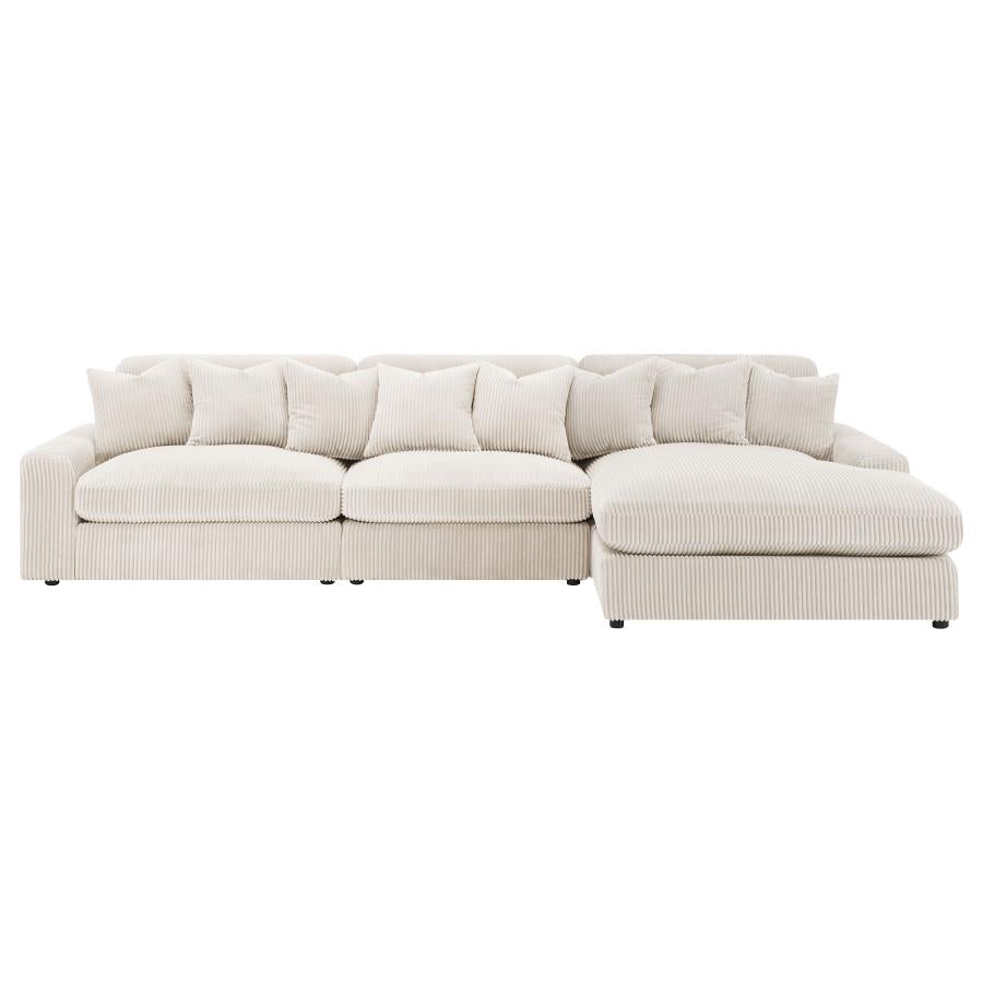Blaine 3-Piece Corduroy Reversible Chaise Sectional Sofa Sand