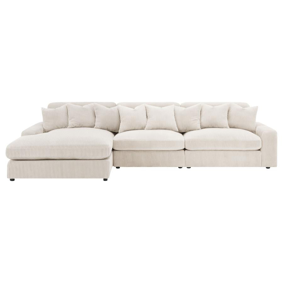 Blaine 3-Piece Corduroy Reversible Chaise Sectional Sofa Sand