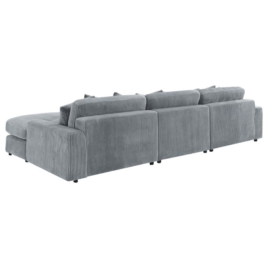 Blaine 3-Piece Corduroy Reversible Chaise Sectional Sofa Fog