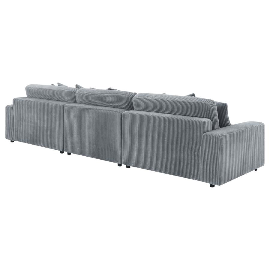 Blaine 3-Piece Corduroy Reversible Chaise Sectional Sofa Fog