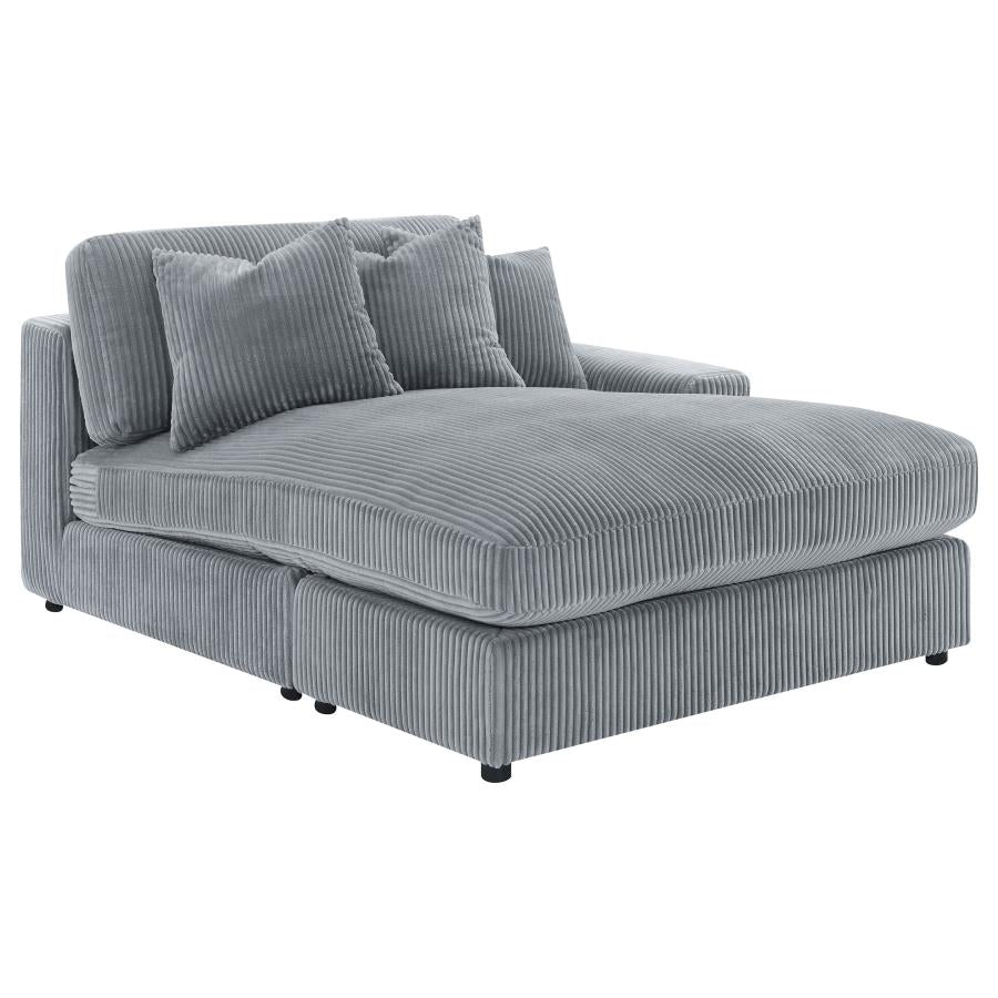Blaine 3-Piece Corduroy Reversible Chaise Sectional Sofa Fog