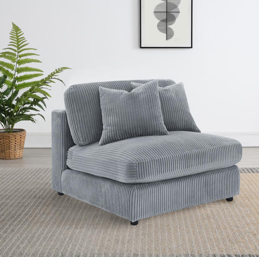 Blaine Corduroy Armless Chair with Reversible Cushions Fog