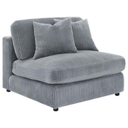 Blaine Corduroy Armless Chair with Reversible Cushions Fog