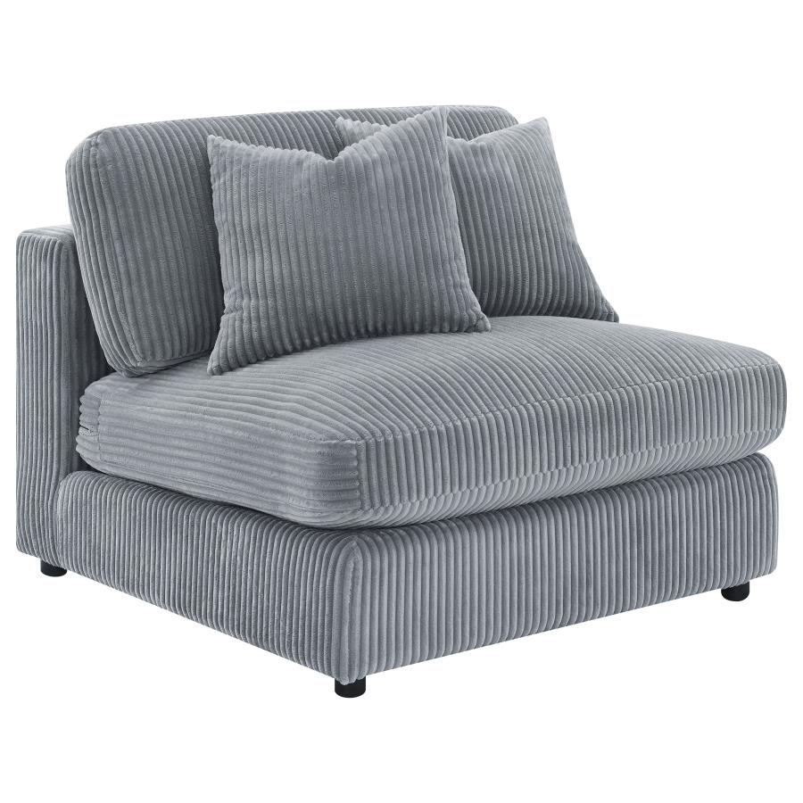 Blaine Corduroy Armless Chair with Reversible Cushions Fog