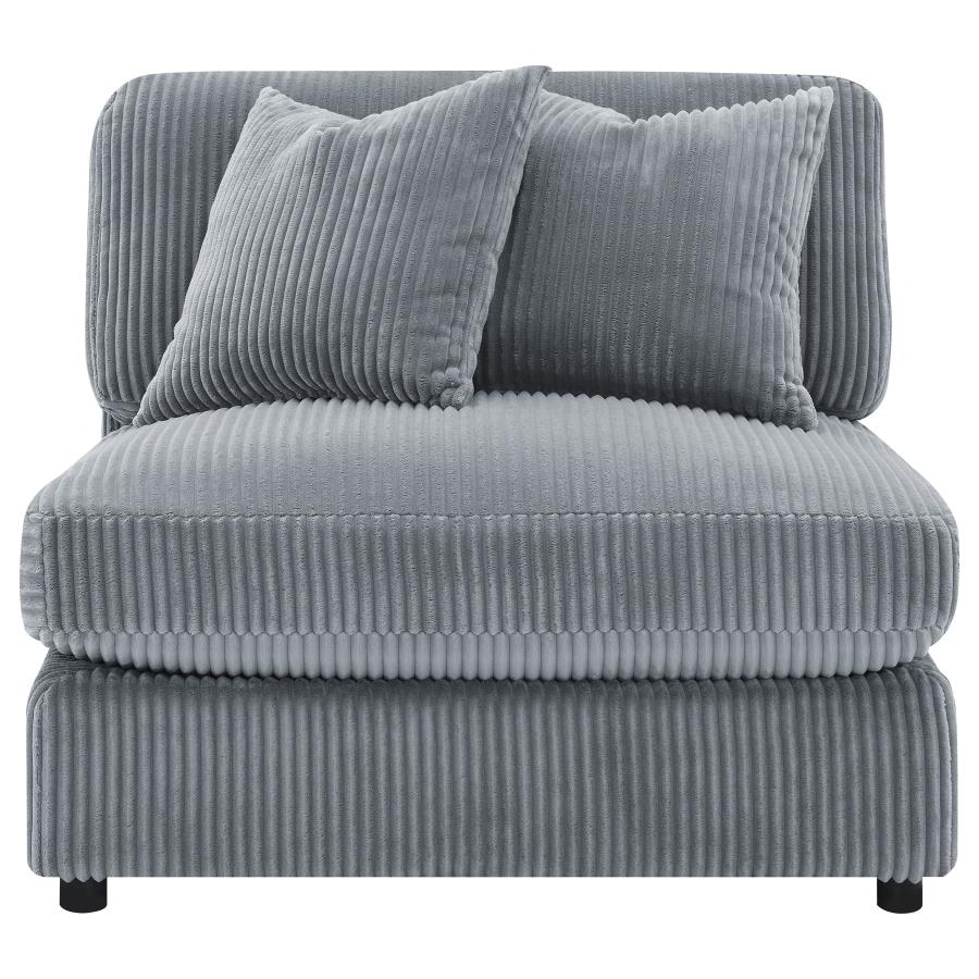 Blaine Corduroy Armless Chair with Reversible Cushions Fog