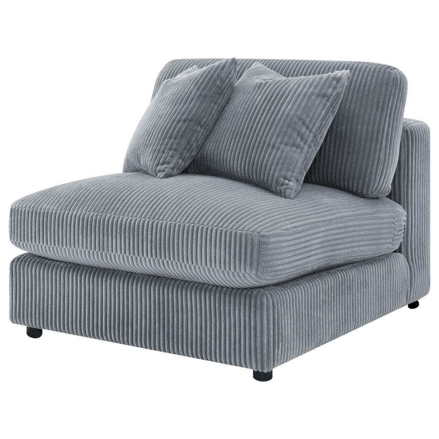 Blaine Corduroy Armless Chair with Reversible Cushions Fog
