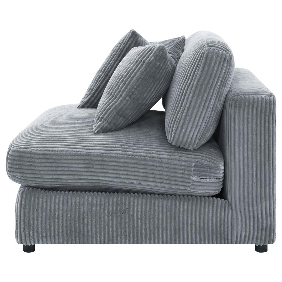 Blaine Corduroy Armless Chair with Reversible Cushions Fog