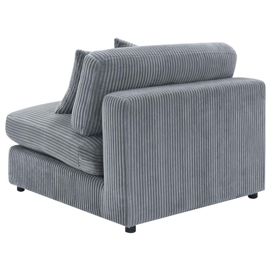 Blaine Corduroy Armless Chair with Reversible Cushions Fog