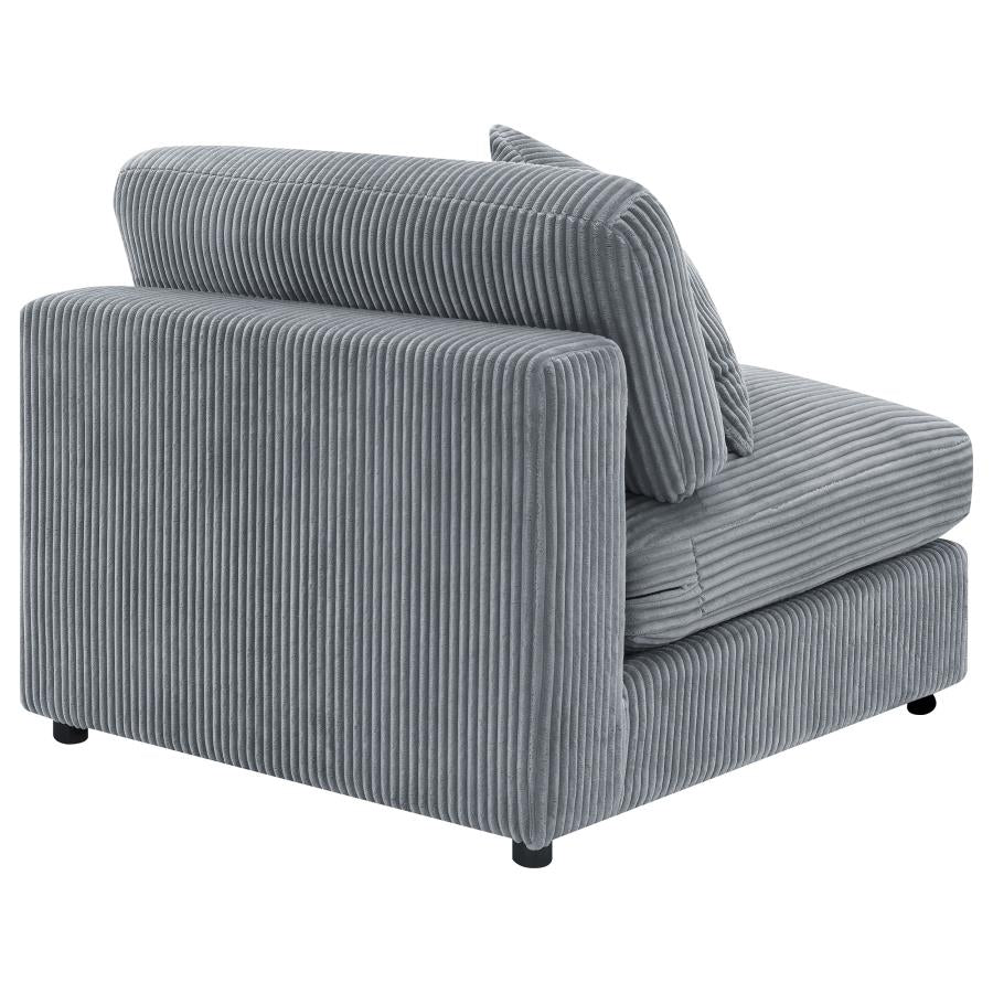 Blaine Corduroy Armless Chair with Reversible Cushions Fog