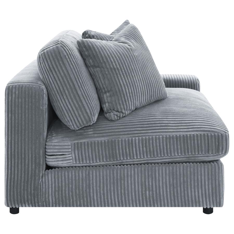 Blaine Corduroy Armless Chair with Reversible Cushions Fog
