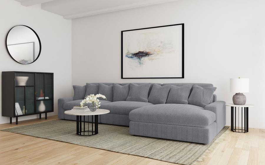 Blaine Corduroy Armless Chair with Reversible Cushions Fog