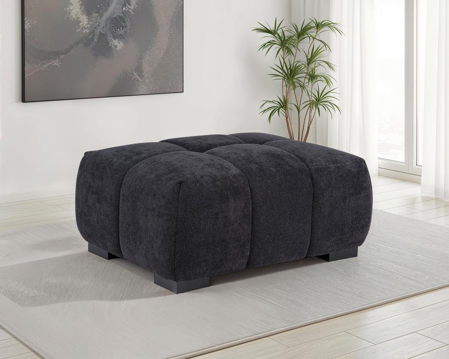 Octavia Tufted Upholstered Rectangular Ottoman Black