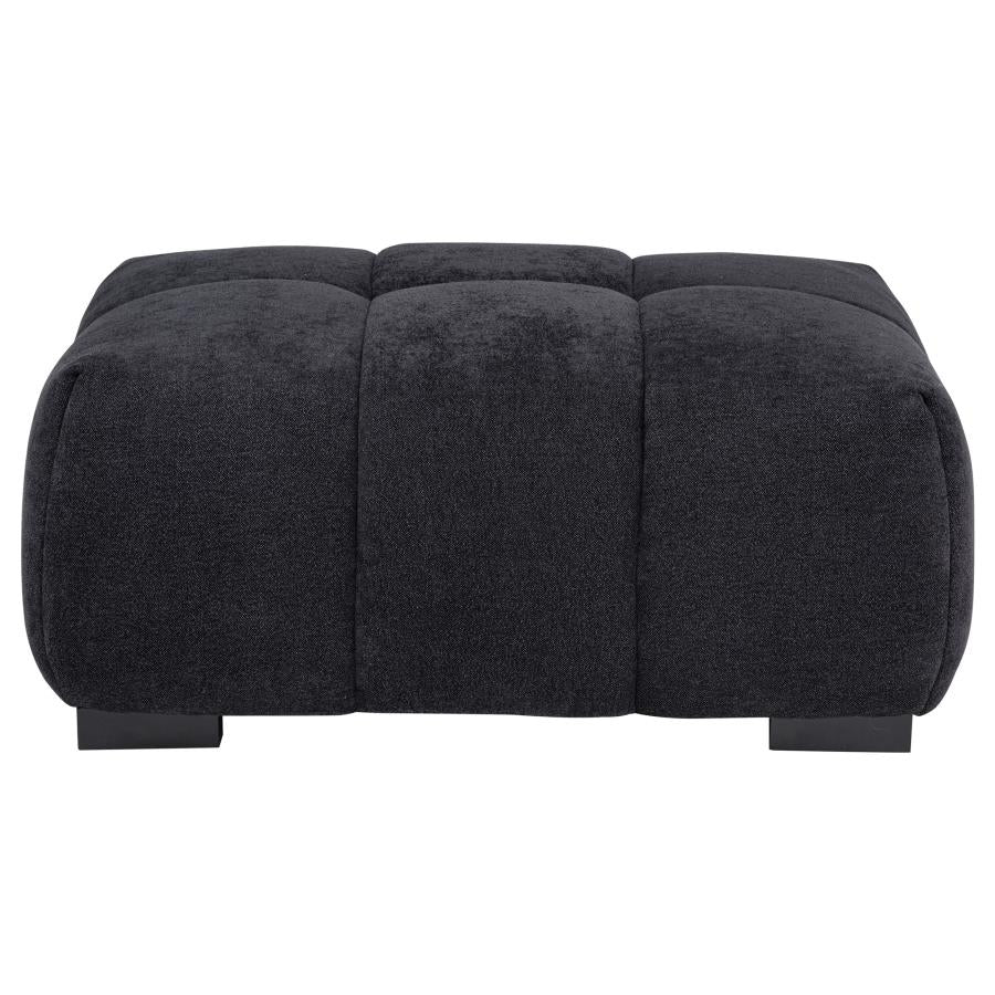 Octavia Tufted Upholstered Rectangular Ottoman Black