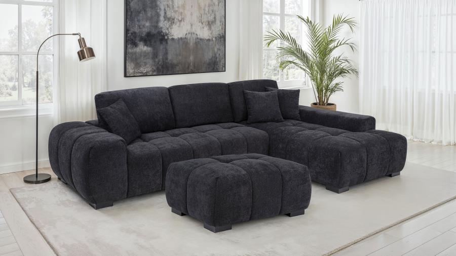 Octavia Tufted Upholstered Rectangular Ottoman Black