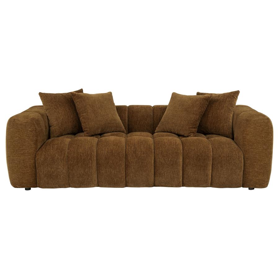 Lazaro 2-piece Fabric Upholstered Wide Channel Sofa Set Bronze