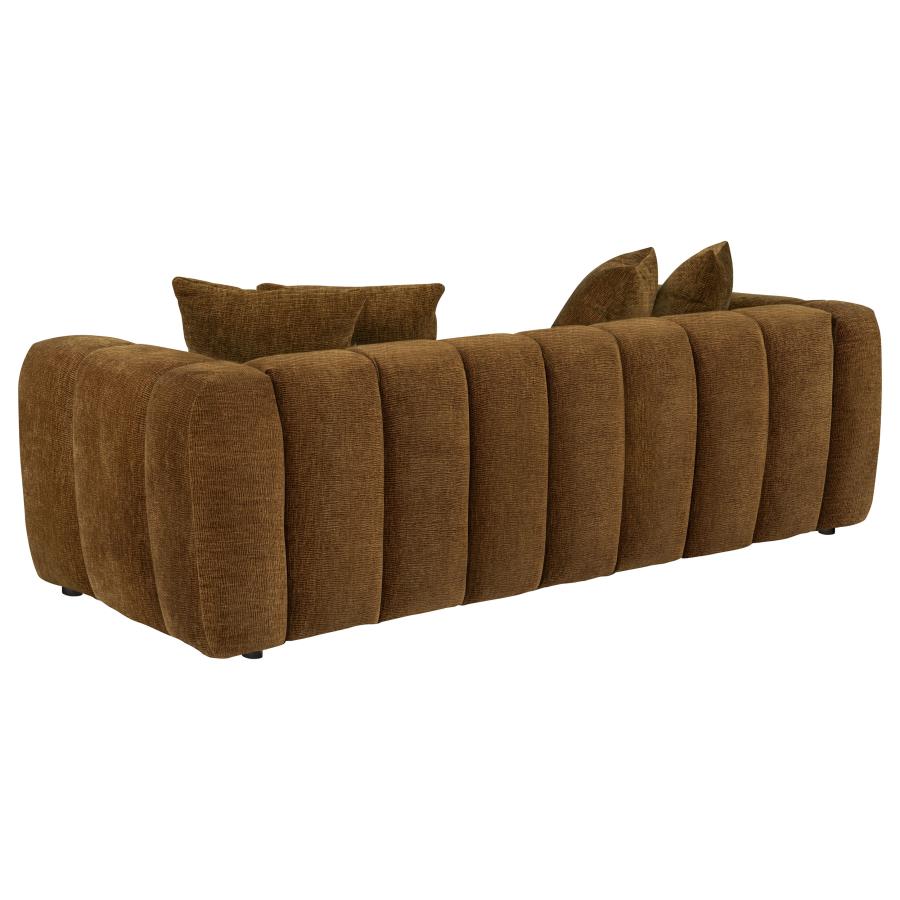 Lazaro 2-piece Fabric Upholstered Wide Channel Sofa Set Bronze