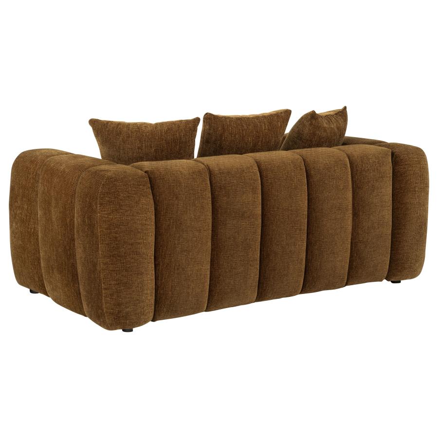 Lazaro 2-piece Fabric Upholstered Wide Channel Sofa Set Bronze