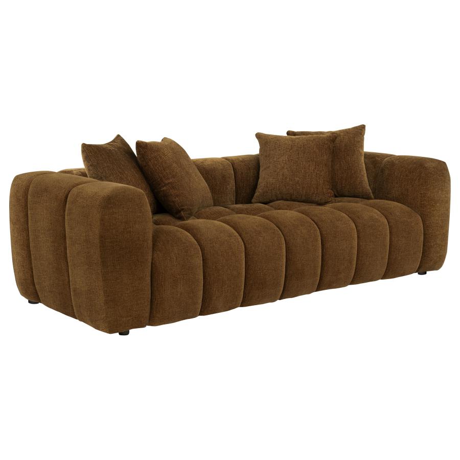 Lazaro 3-piece Fabric Upholstered Wide Channel Sofa Set Bronze