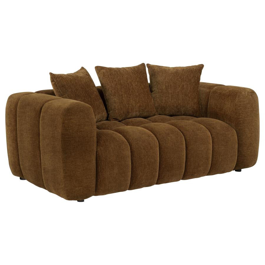 Lazaro 3-piece Fabric Upholstered Wide Channel Sofa Set Bronze