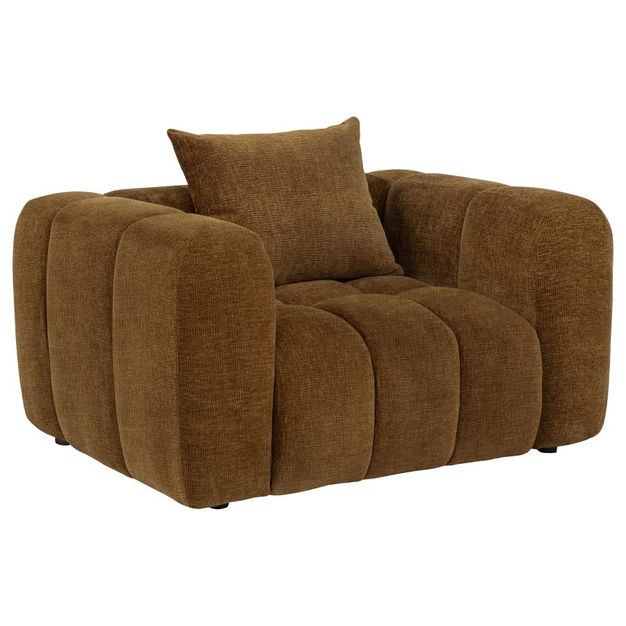 Lazaro 3-piece Fabric Upholstered Wide Channel Sofa Set Bronze