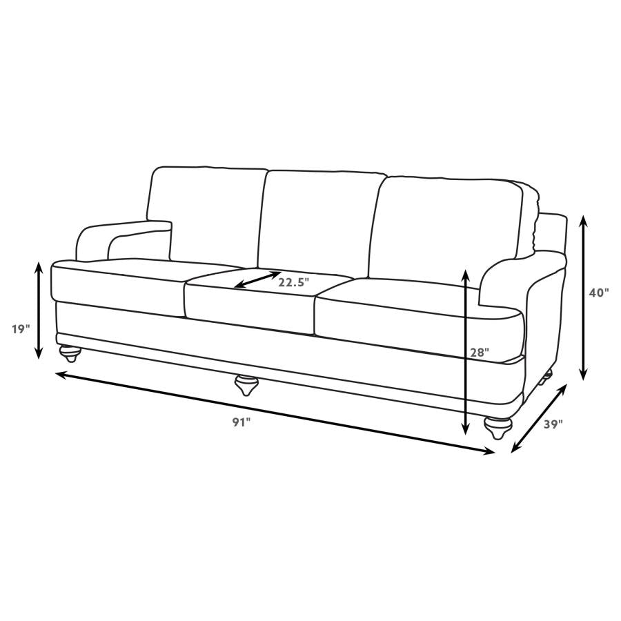 Glenn Upholstered English Arm Sofa Light Grey and Blue