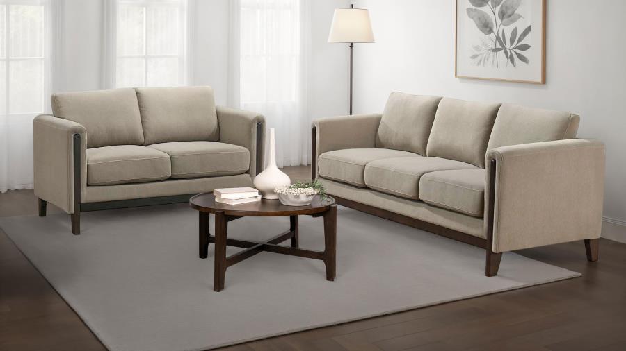 Islington 2-piece Upholstered Panel Arm Sofa Set Taupe