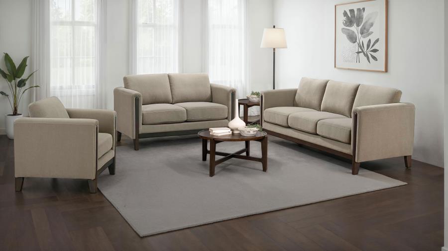 Islington Fabric Upholstered Panel Arm Sofa Taupe