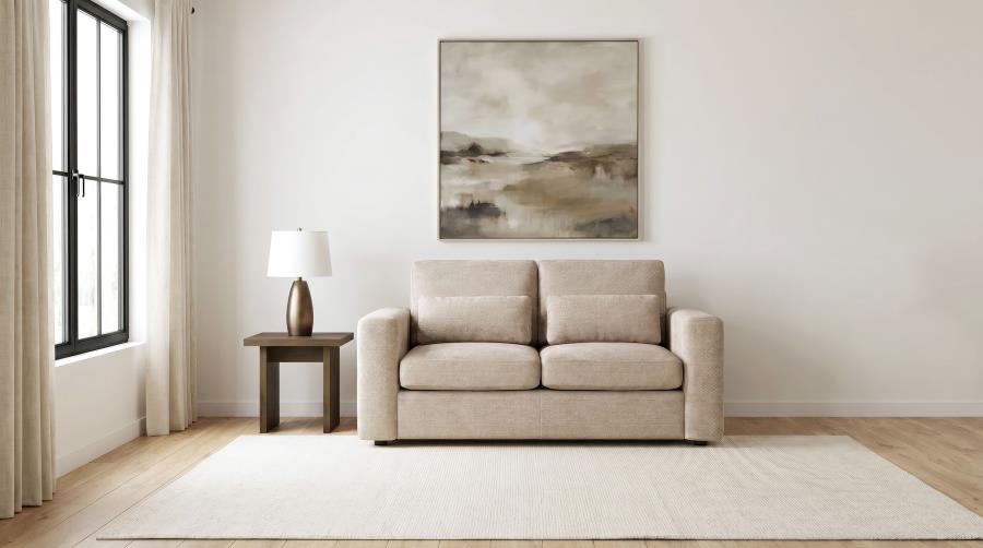 Amador Chenille Upholstered Track Arm Loveseat Camel