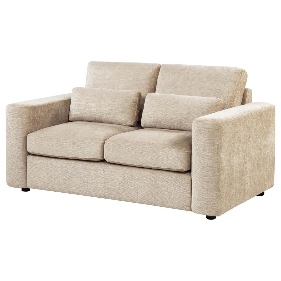 Amador Chenille Upholstered Track Arm Loveseat Camel