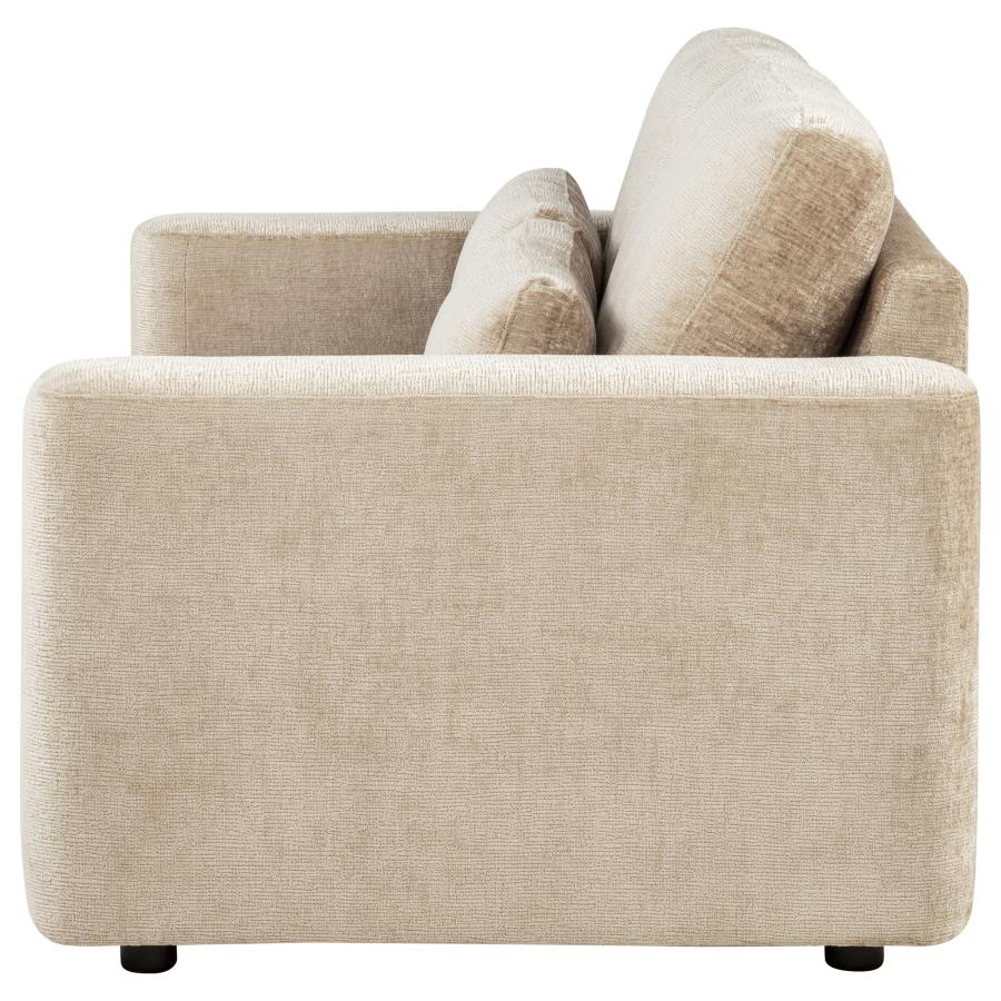 Amador Chenille Upholstered Track Arm Loveseat Camel