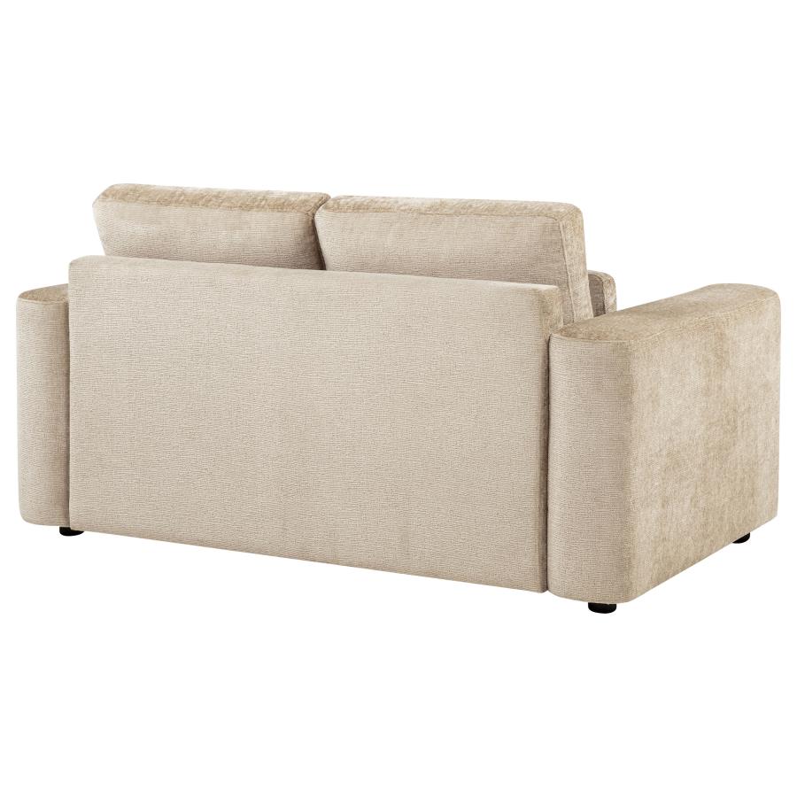 Amador Chenille Upholstered Track Arm Loveseat Camel