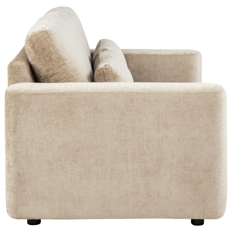Amador Chenille Upholstered Track Arm Loveseat Camel