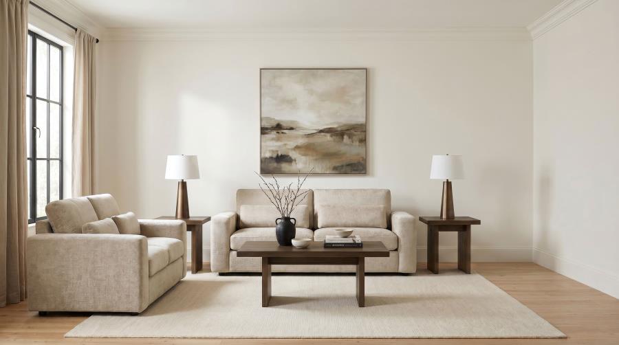 Amador Chenille Upholstered Track Arm Loveseat Camel