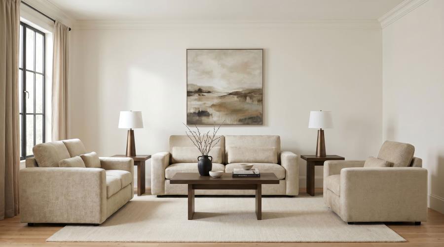 Amador Chenille Upholstered Track Arm Loveseat Camel