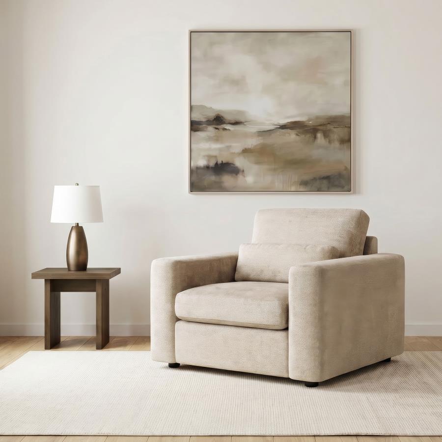 Amador Chenille Upholstered Track Arm Accent Chair Camel