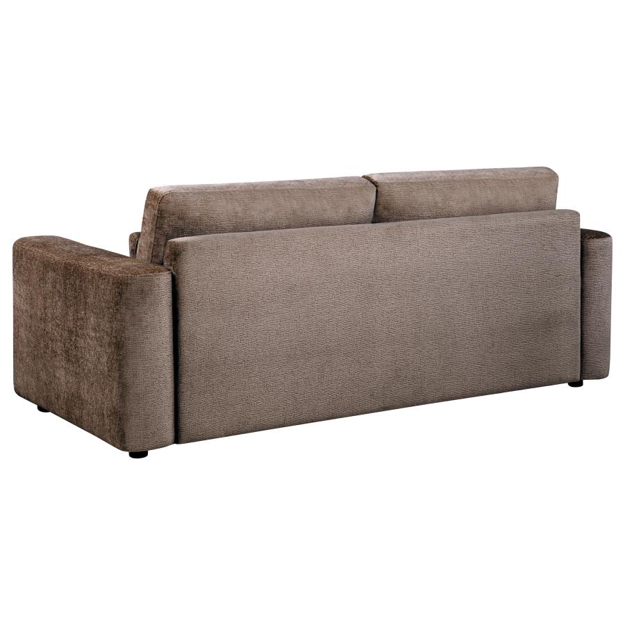 Amador 2-piece Chenille Upholstered Track Arm Sofa Set Chocolate