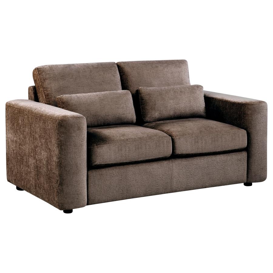 Amador 3-piece Chenille Upholstered Track Arm Sofa Set Chocolate