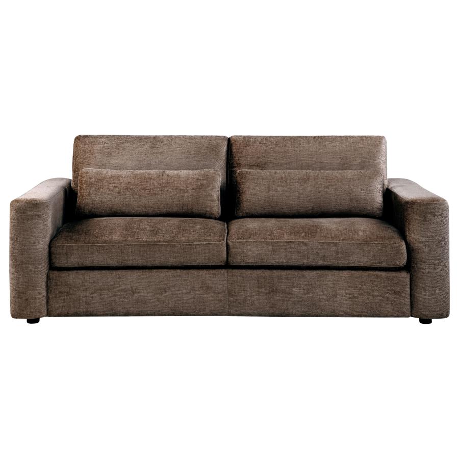 Amador Chenille Upholstered Track Arm Sofa Chocolate