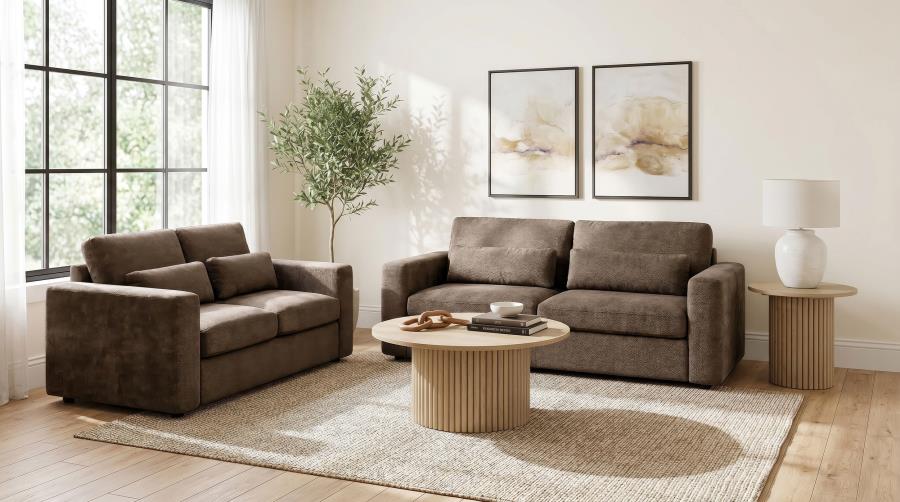 Amador Chenille Upholstered Track Arm Sofa Chocolate