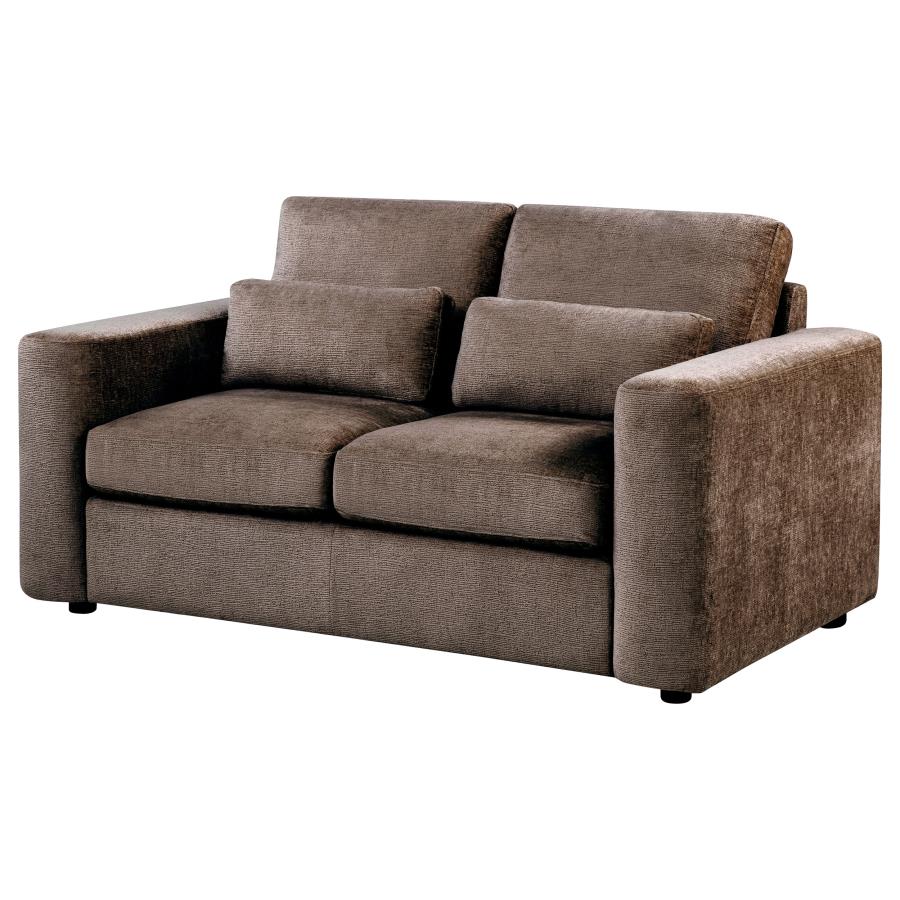 Amador Chenille Upholstered Track Arm Loveseat Chocolate