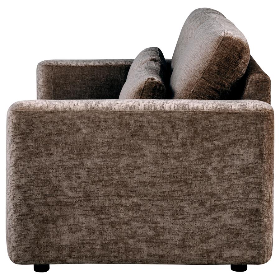 Amador Chenille Upholstered Track Arm Loveseat Chocolate