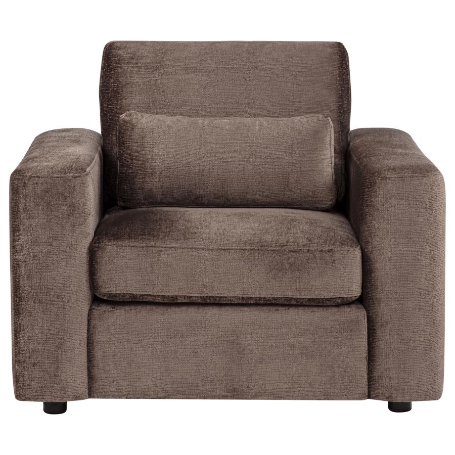 Amador Chenille Upholstered Track Arm Accent Chair Chocolate