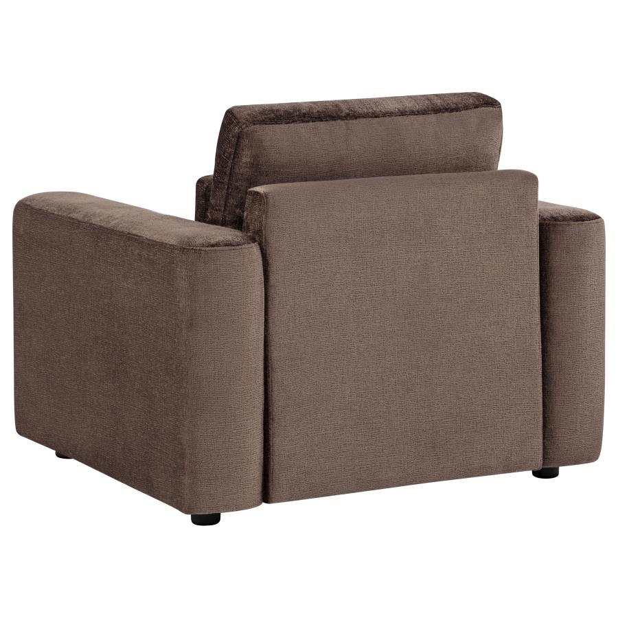 Amador Chenille Upholstered Track Arm Accent Chair Chocolate