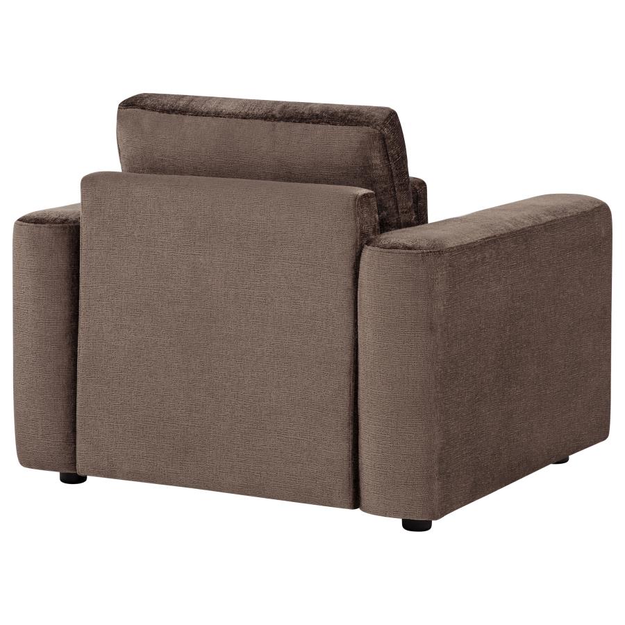 Amador Chenille Upholstered Track Arm Accent Chair Chocolate