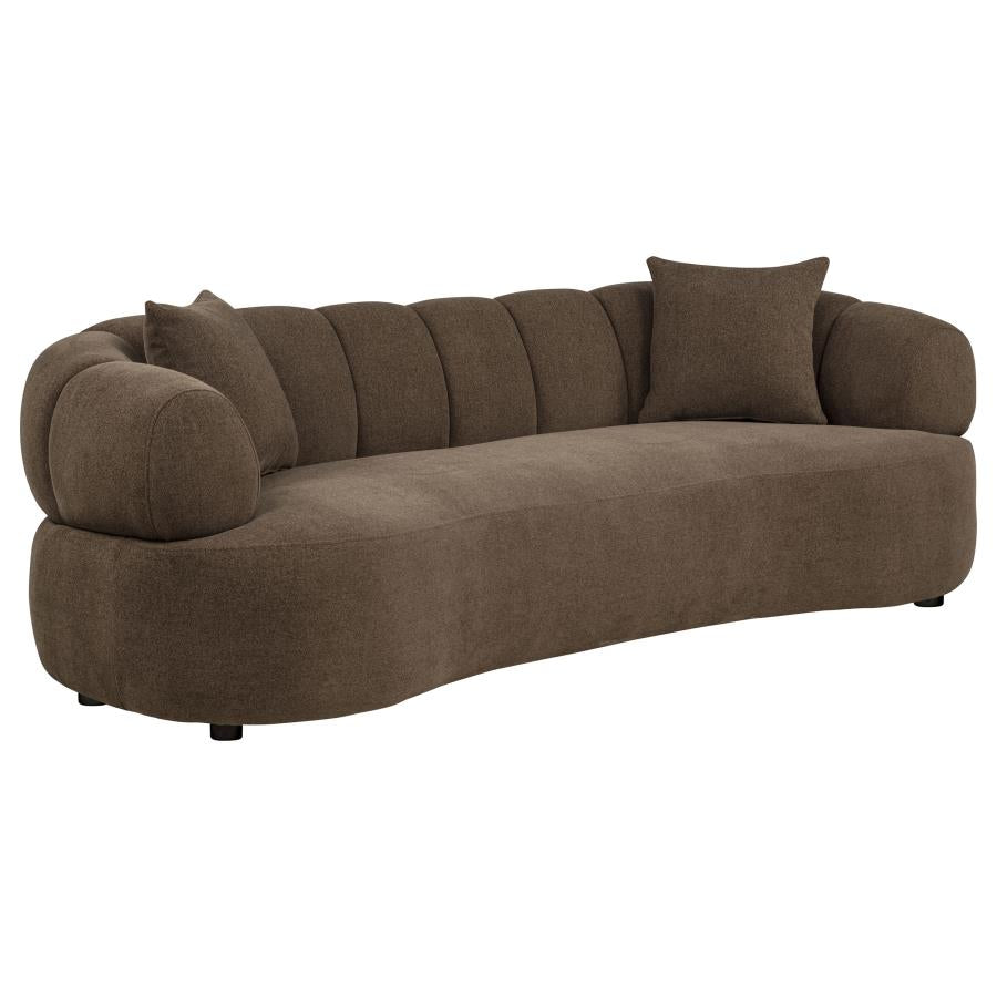 Casarin Fabric 2-Piece Channel-Back Sofa Set Brown