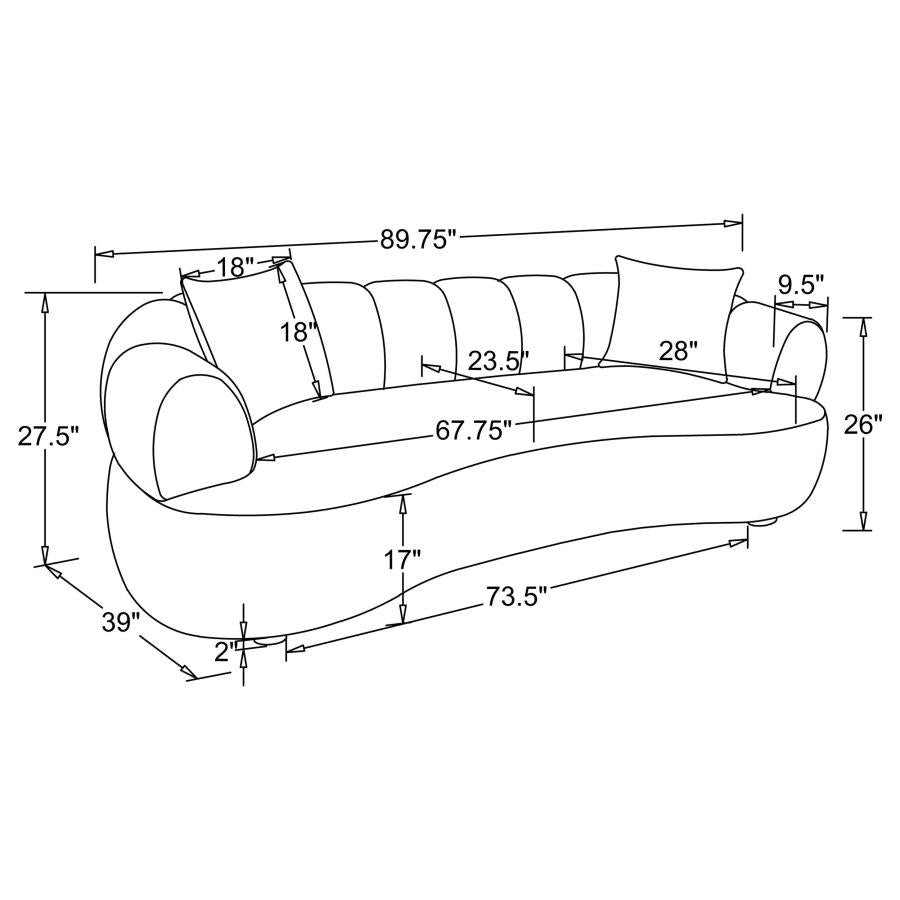 Casarin Fabric Channel-Back Sofa Brown