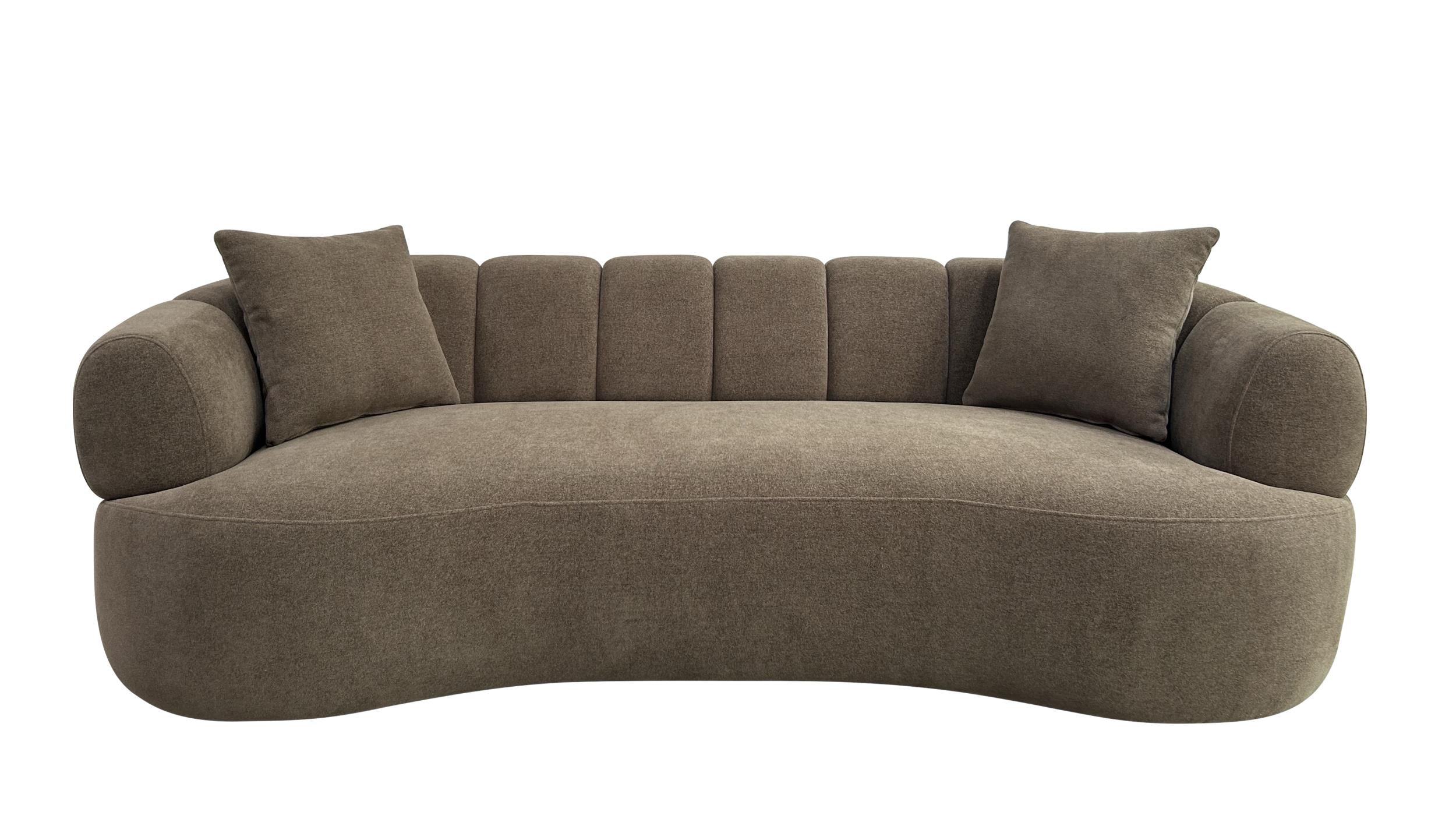 Casarin Fabric Channel-Back Sofa Brown