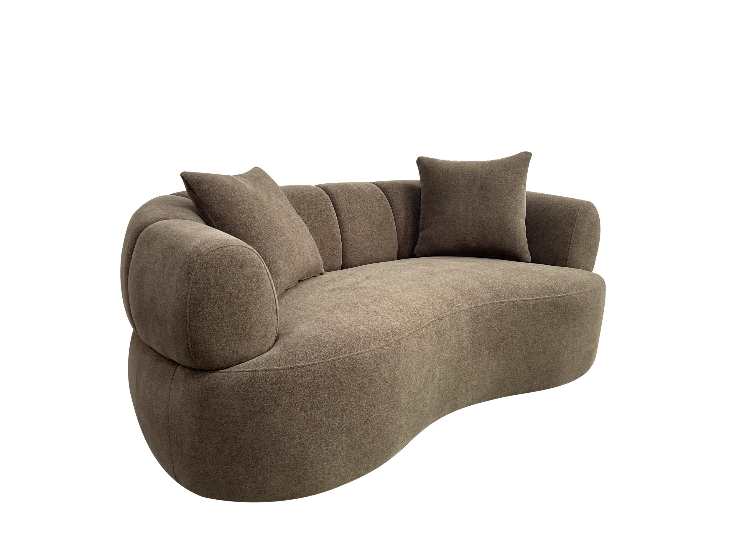 Casarin Fabric Channel-Back Loveseat Brown