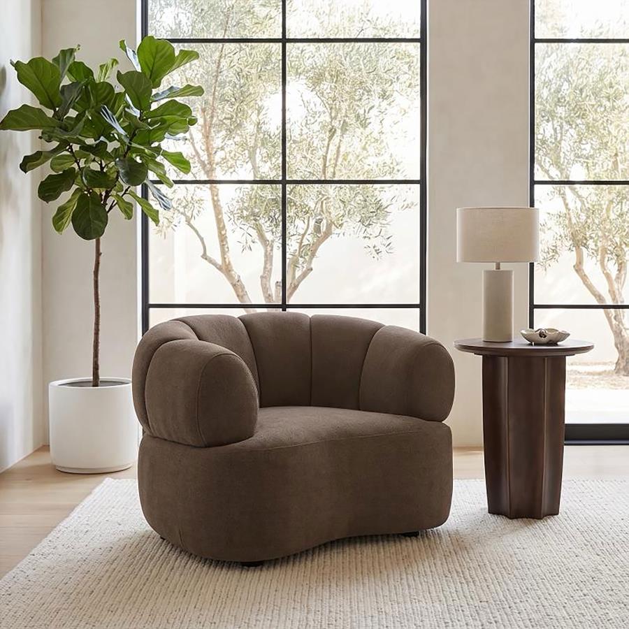 Casarin Fabric Channel-Back Accent Chair Brown